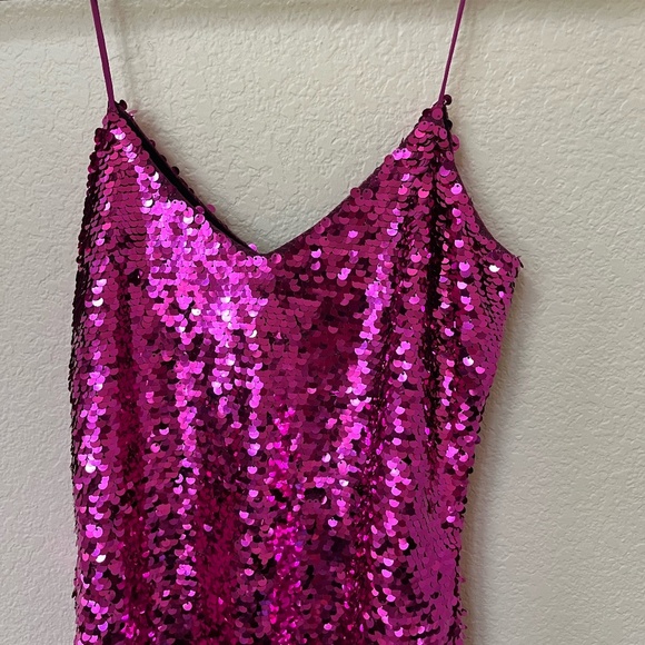 NWT SACHIN & BABI | Maslak Sequined Flounce Hem Midi Dress in Fuchsia | Size 0 - Picture 11 of 16